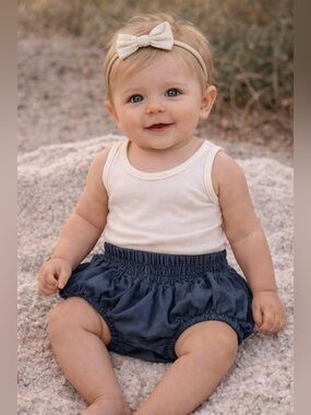 kate quinn Navy Blue Ruffled Baby Bamboo Shorts